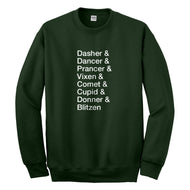 Crewneck Reindeer Names Unisex Sweatshirt