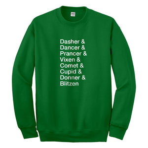 Crewneck Reindeer Names Unisex Sweatshirt
