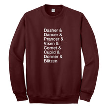 Crewneck Reindeer Names Unisex Sweatshirt