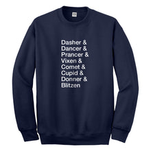 Crewneck Reindeer Names Unisex Sweatshirt