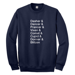 Crewneck Reindeer Names Unisex Sweatshirt