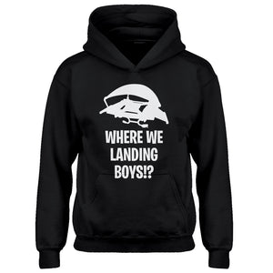 Youth Where We Landing Boys?! Kids Hoodie