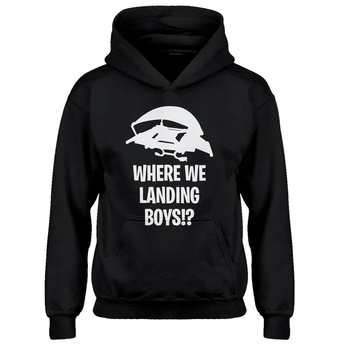 Youth Where We Landing Boys?! Kids Hoodie