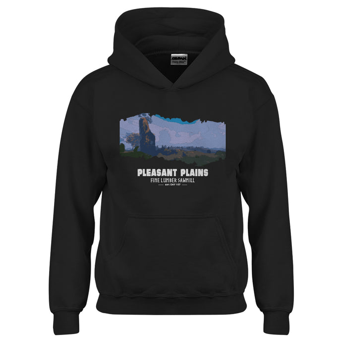 Youth Pleasant Plains Fine Lumber Sawmill Kids Hoodie