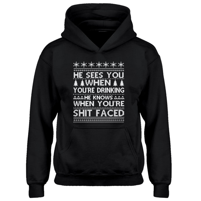 Hoodie He Sees Your When You're Drinking Kids Hoodie