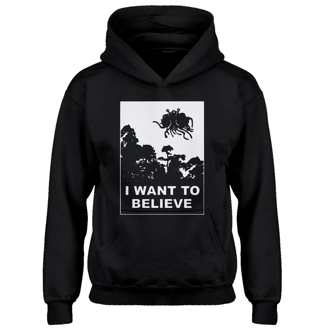 Youth I Want to Believe Flying Spaghetti Monster Kids Hoodie