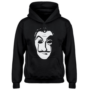 Youth Salvador Dali Face Heist Mask Kids Hoodie