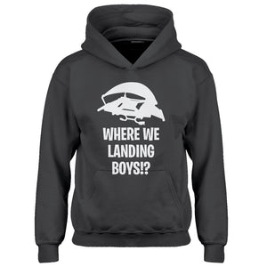 Youth Where We Landing Boys?! Kids Hoodie