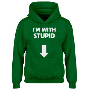Youth I'm with Stupid Down Kids Hoodie