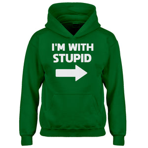 Youth I'm With Stupid Right Kids Hoodie