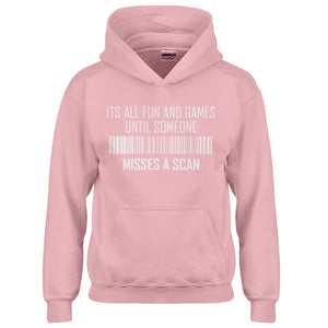 Hoodie Its All Fun and Games Until Someone Misses a Scan Kids Hoodie