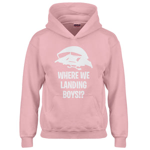 Youth Where We Landing Boys?! Kids Hoodie
