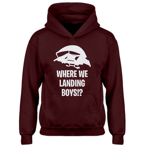 Youth Where We Landing Boys?! Kids Hoodie