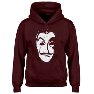 Youth Salvador Dali Face Heist Mask Kids Hoodie