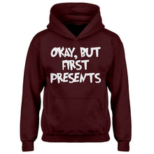 Youth Okay but first, presents. Kids Hoodie
