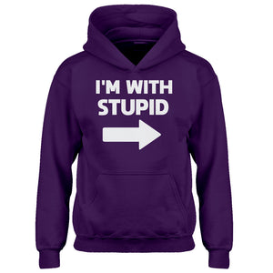 Youth I'm With Stupid Right Kids Hoodie