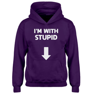 Youth I'm with Stupid Down Kids Hoodie