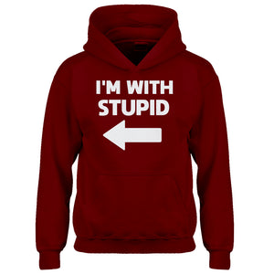 Youth I'm With Stupid Left Kids Hoodie