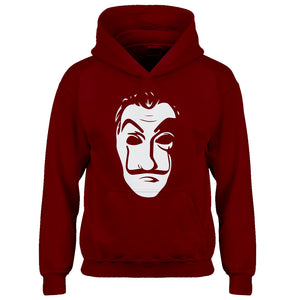 Youth Salvador Dali Face Heist Mask Kids Hoodie