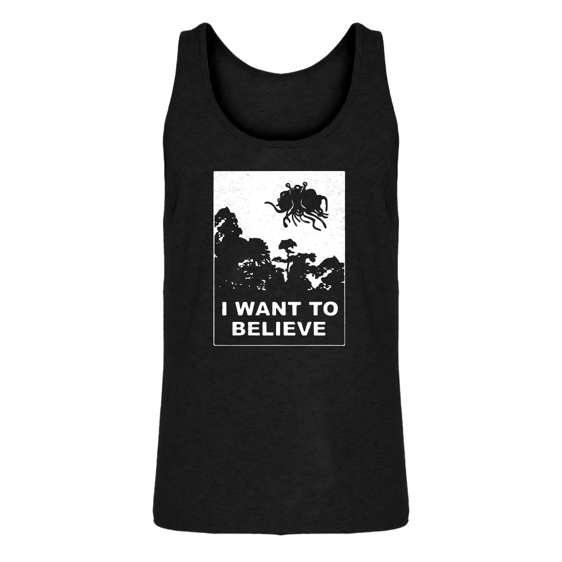 Mens I Want to Believe Flying Spaghetti Monster Jersey Tank Top