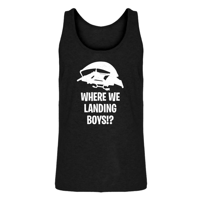 Mens Where We Landing Boys?! Jersey Tank Top