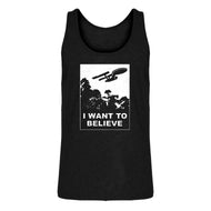 Mens I Want to Believe Space Ship Jersey Tank Top