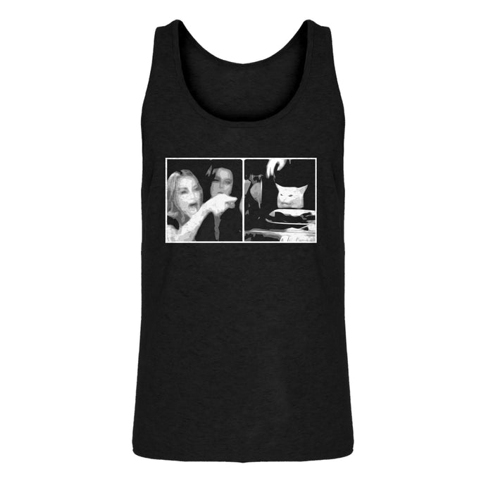 Mens Woman Yelling at Cat Meme Jersey Tank Top