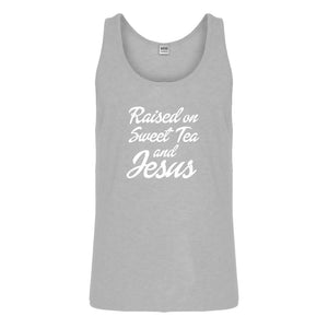 Tank Raised on Sweet Tea and Jesus Mens Jersey Tank Top