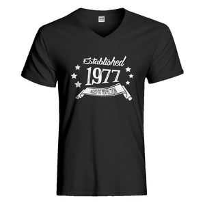 Mens Established 1977 Vneck T-shirt