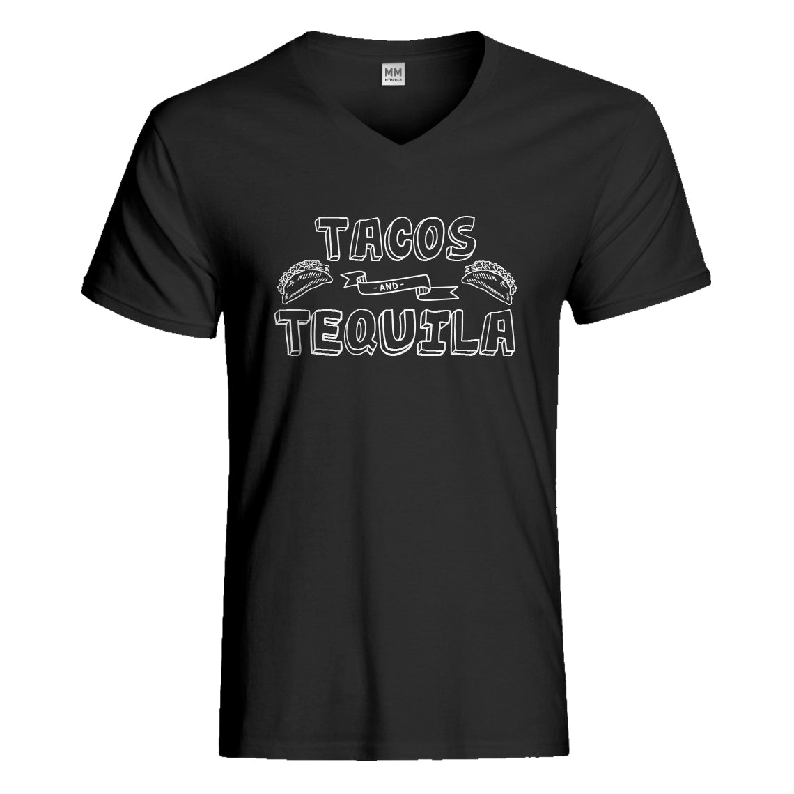 Mens Tacos and Tequila Vneck T-shirt