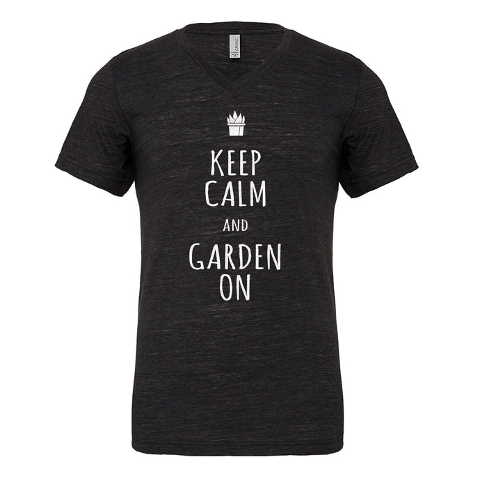 Mens Keep Calm and Garden On Vneck T-shirt