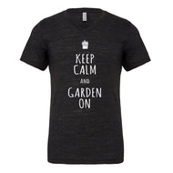 Mens Keep Calm and Garden On Vneck T-shirt