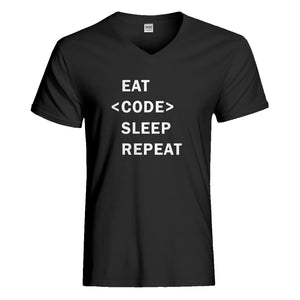 Mens Eat Code Sleep Repeat Vneck T-shirt