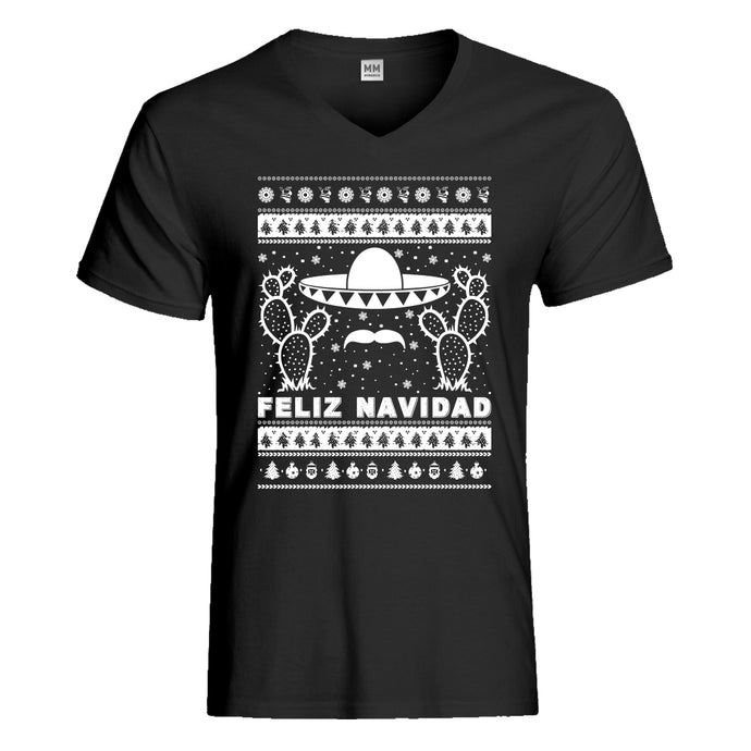 Mens Feliz Navidad Vneck T-shirt