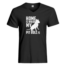 Mens Home is Where my Pit Bull is Vneck T-shirt