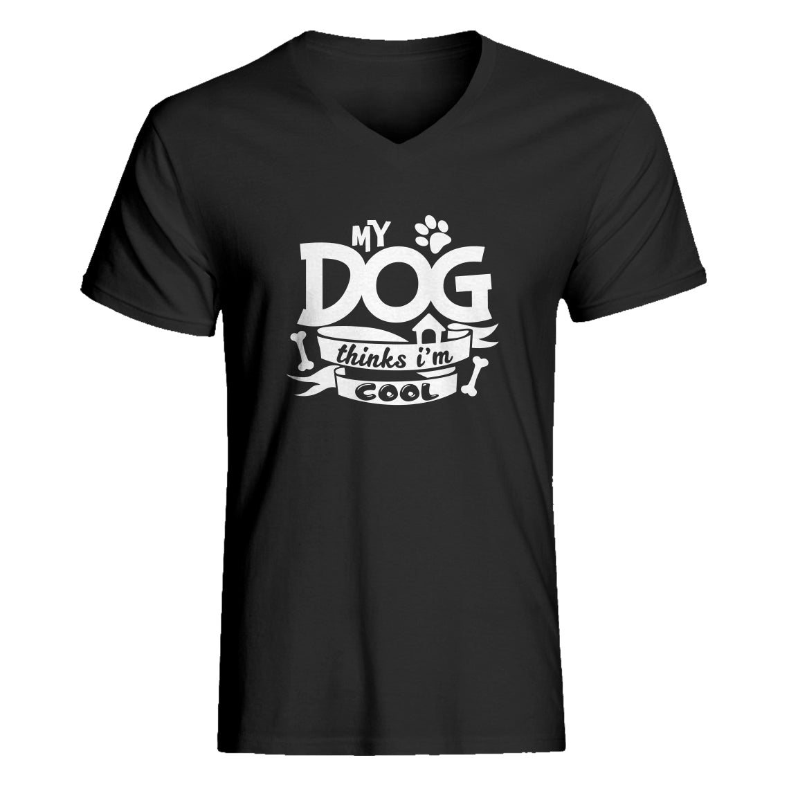 Mens My Dog Thinks I'm Cool V-Neck T-shirt
