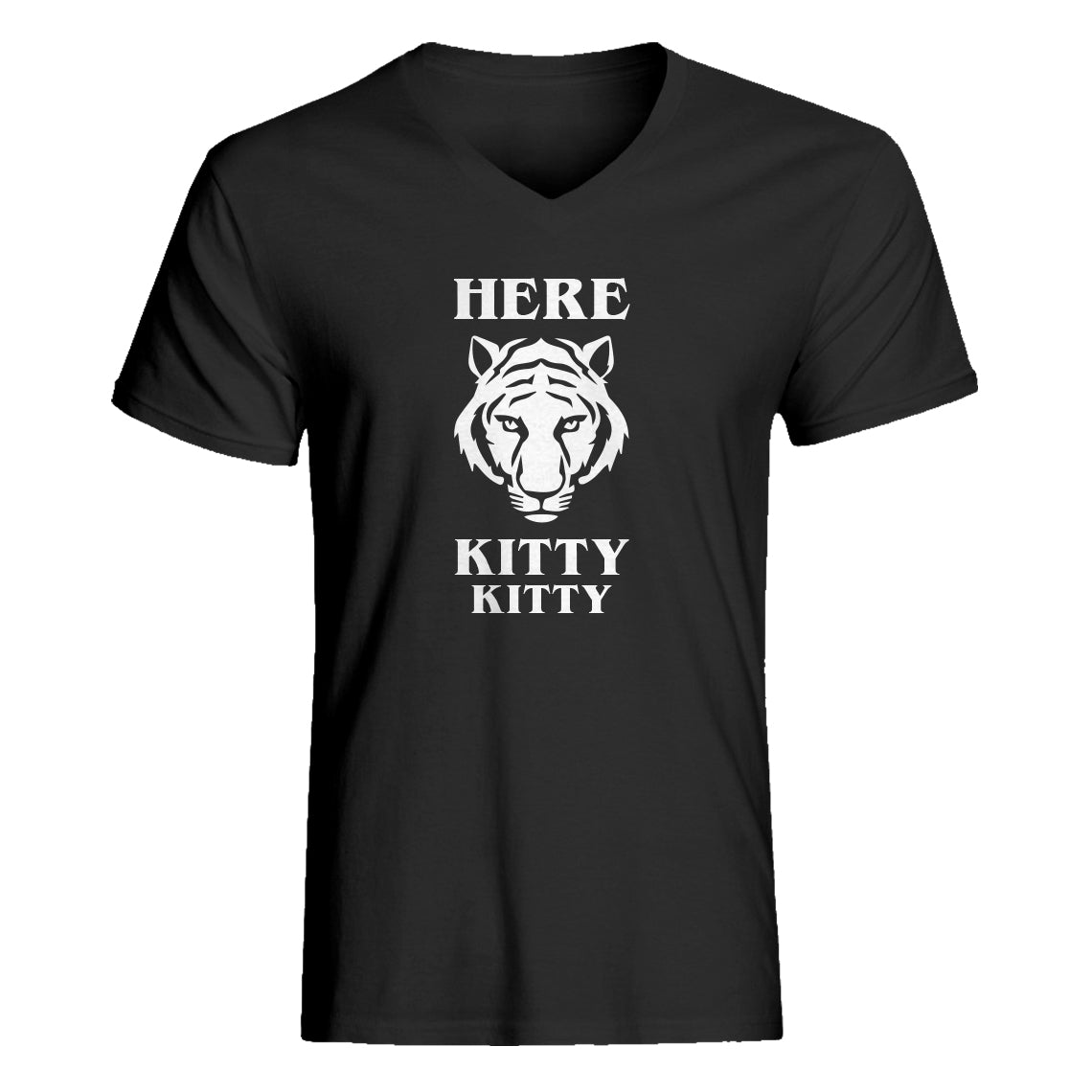 Mens Here Kitty Kitty V-Neck T-shirt