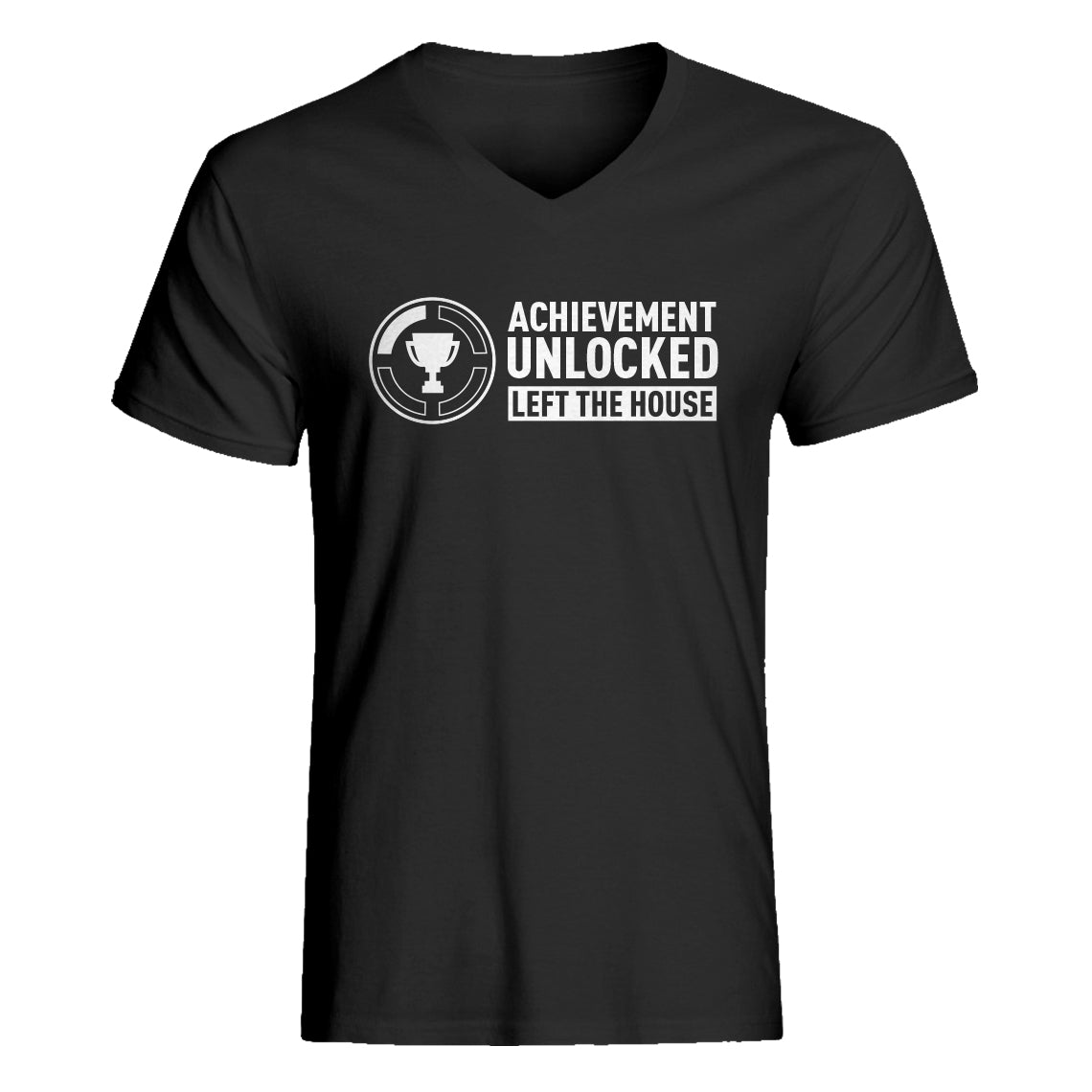 Mens Achievement Unlocked Left The House V-Neck T-shirt