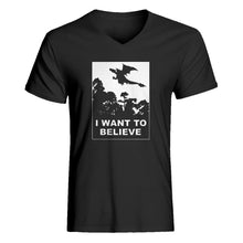 Mens I Want to Believe Fire Dragon V-Neck T-shirt