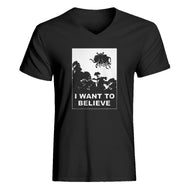 Mens I Want to Believe Flying Spaghetti Monster V-Neck T-shirt
