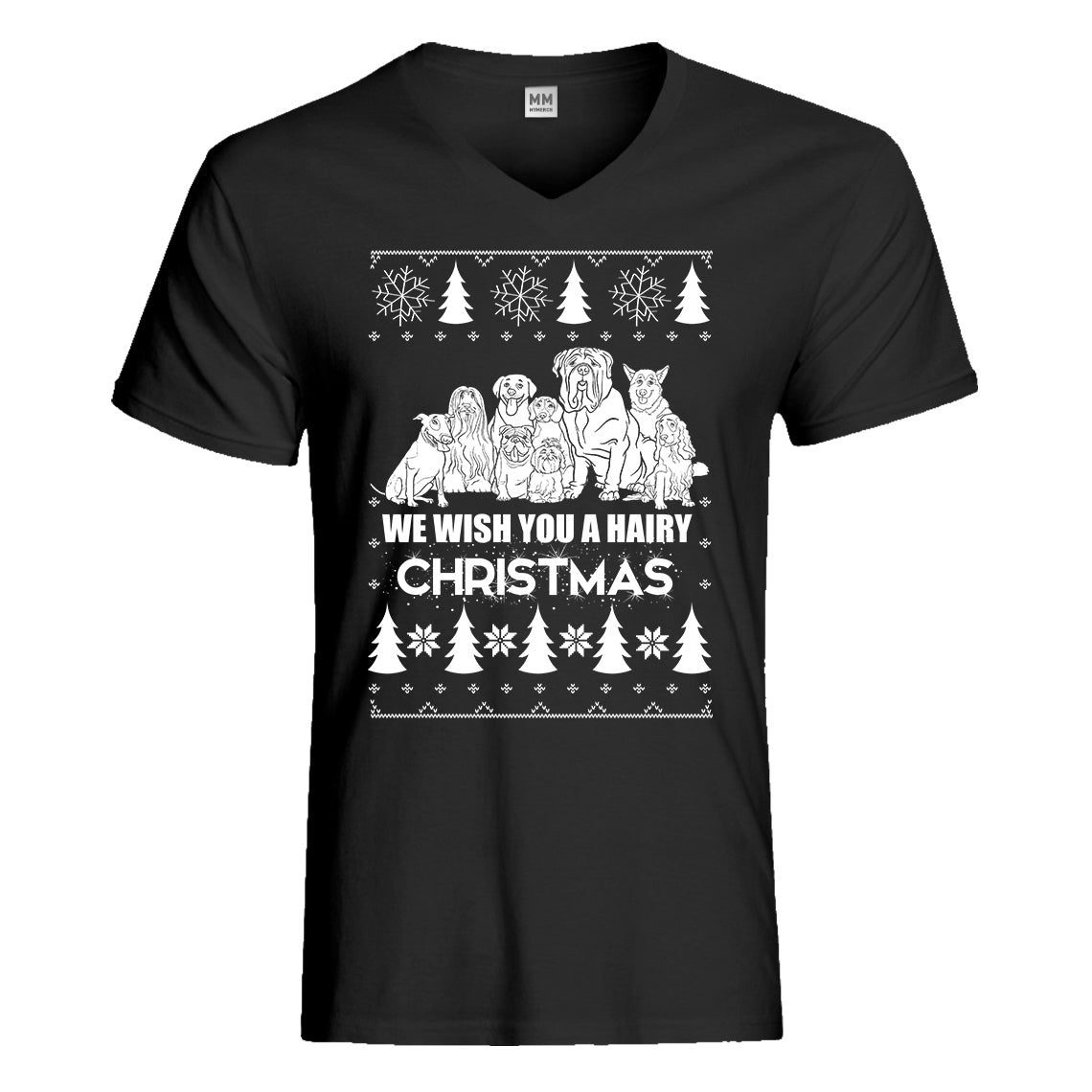 Mens We Wish You a Hairy Christmas Vneck T-shirt
