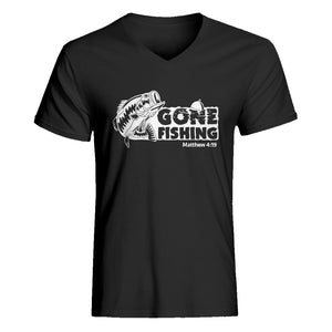 Mens Gone Fishin Vneck T-shirt