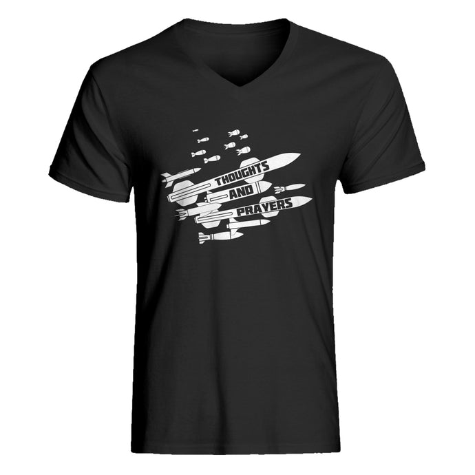 Mens Thoughts and Prayers Vneck T-shirt