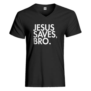 Mens Jesus Saves Bro Vneck T-shirt