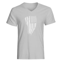 Mens American Flag Vertical V-Neck T-shirt
