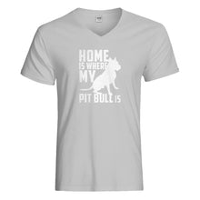 Mens Home is Where my Pit Bull is Vneck T-shirt