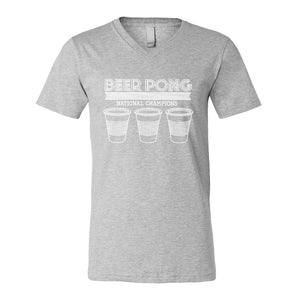 Mens Beer Pong National Champions Vneck T-shirt