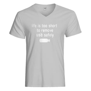 Mens Remove USB Safely Vneck T-shirt