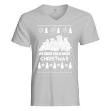 Mens We Wish You a Hairy Christmas Vneck T-shirt