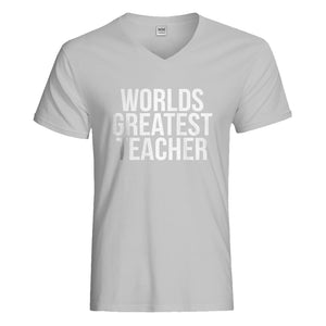 Mens Worlds Greatest Teacher Vneck T-shirt